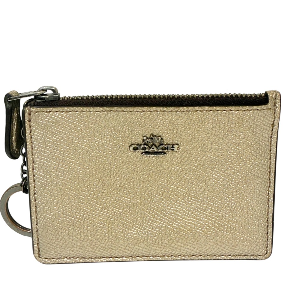 Coach Platinum Mini Skinny ID Card‎ Case Women's Wallet Keychain